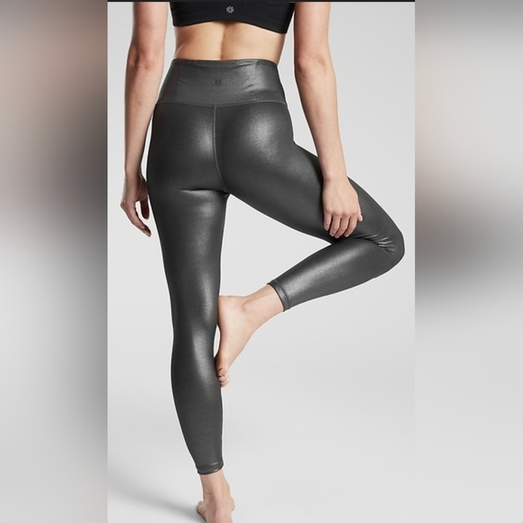 Athleta Pants - Athleta Elation Shimmer Tight – Black Foil, Size XSP